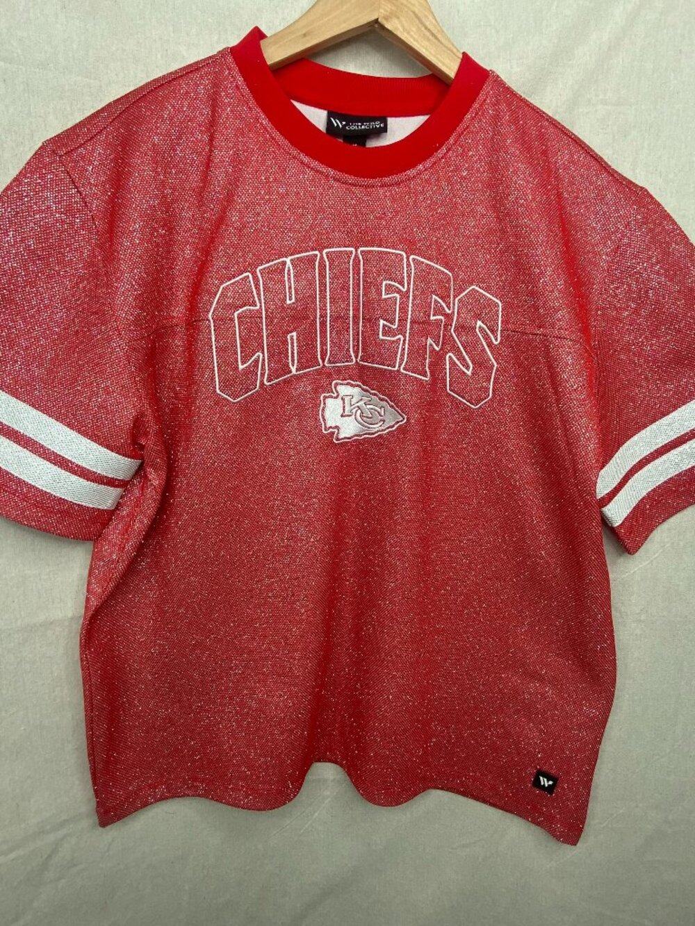 The Wild Collective NFL Kansas City Chiefs Sparkle Jersey Shirt Women Medium